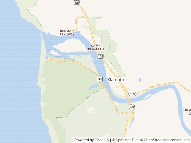 Map of Kamp Klamath RV Park And Campground location at Klamath, CA, United States