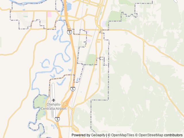 Map of Twin City RV Park location at Centralia, WA, United States
