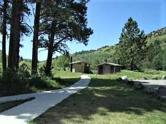 The path to the vault toilets at Mink Creek 
