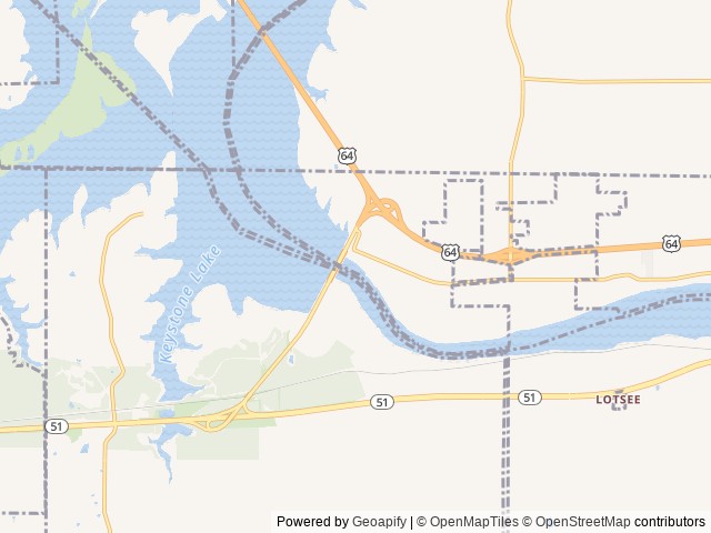 Map of Brush Creek Public Use Area location at Sand Springs, OK, United States