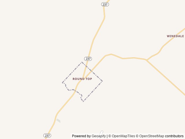 Map of Round Top Roll Up RV Park location at Round Top, TX, United States