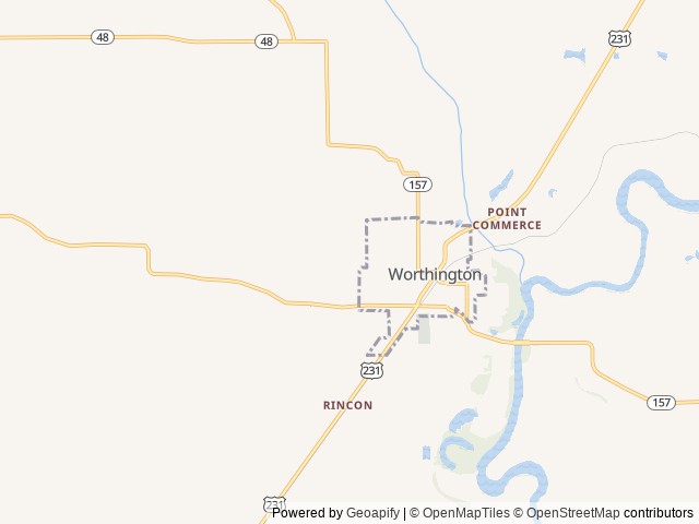 Map of LTL Worthington Company location at Worthington, IN, United States