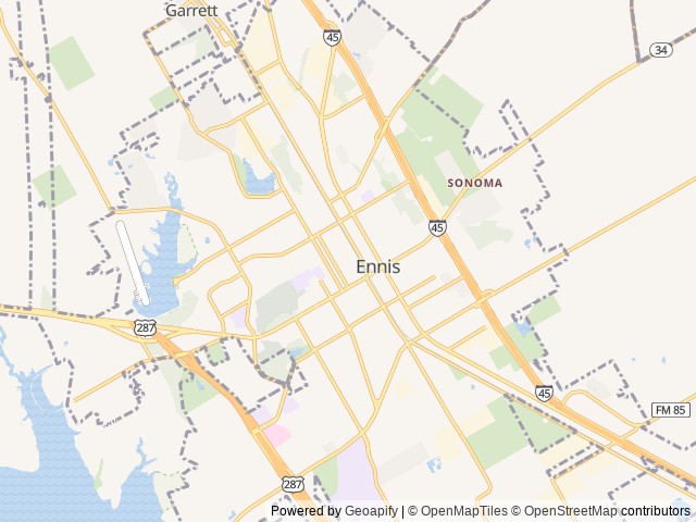 Map of Ennis Luxury RV Resort location at Purdon, TX, United States