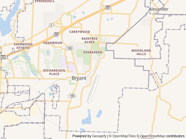 Map for 2021 Forest River RV Cherokee Grey Wolf 26DBH near Bryant, AR