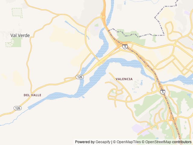 Map of Valencia Travel Village location at Castaic, CA, United States