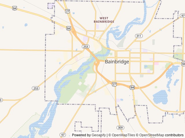 Map of Flint River RV Park location at Bainbridge, GA, United States
