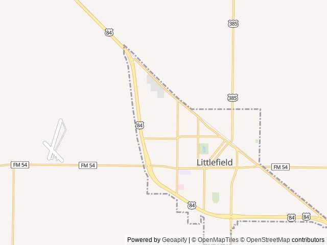 Map of Sunset Slope RV & Mobile Home Park location at Littlefield, TX, United States