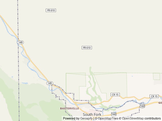 Map of Alder Guard Station location at South Fork, CO, United States