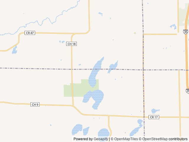 Map of Kozy Oaks Kampground location at North Branch, MN, United States