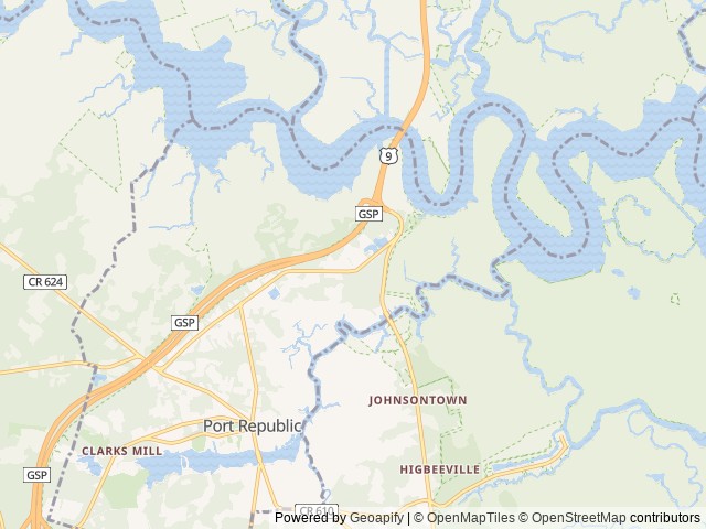 Map of Thousand Trails Chestnut Lake location at Port Republic, NJ, United States
