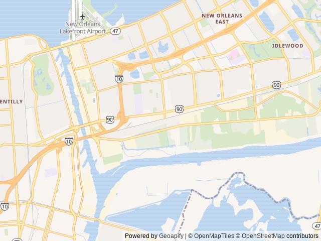 Map of Jude Travel Park of New Orleans location at New Orleans, LA, United States