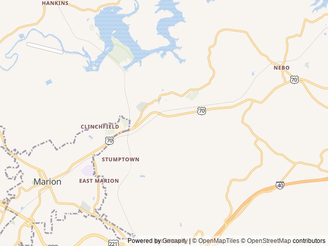 Map of Mountain Springs Family Campground location at Marion, NC, United States