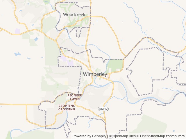 Map of Sinya on Lone Man Creek location at Wimberley, TX, United States