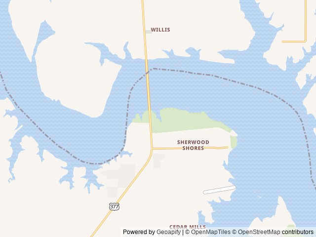 Map of Gone Fishing RV Resort location at Gordonville, TX, United States