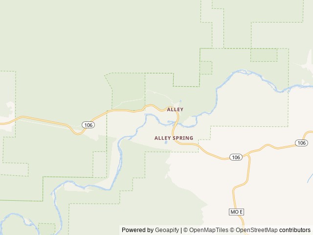 Map of Alley Spring location at Van Buren, MO, United States