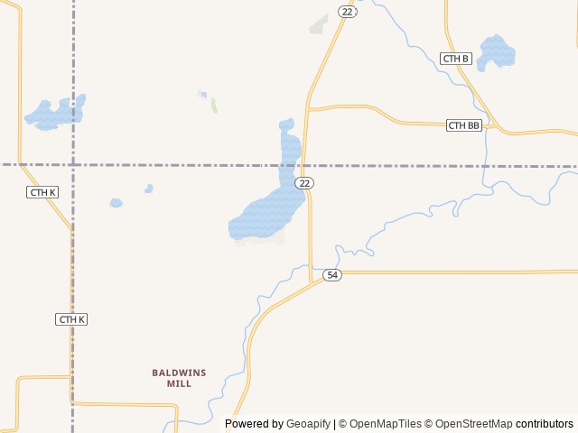 Map of Bear Lake Campground location at Manawa, WI, United States