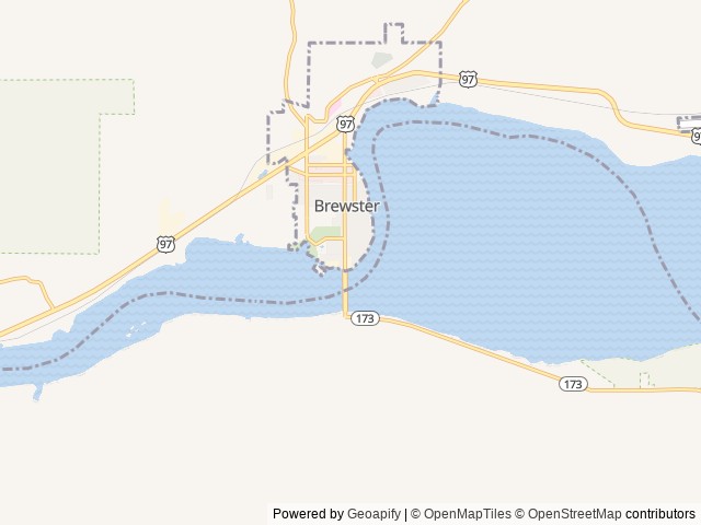 Map of Columbia Cove RV Park location at Brewster, WA, United States
