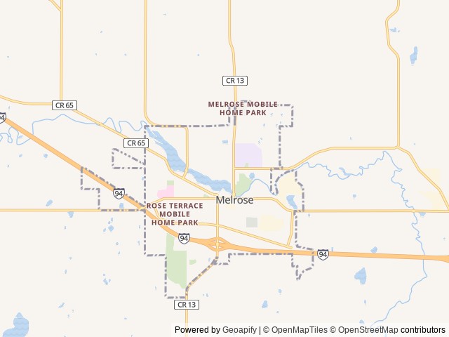 Map of Sauk River Park Campground location at Melrose, MN, United States