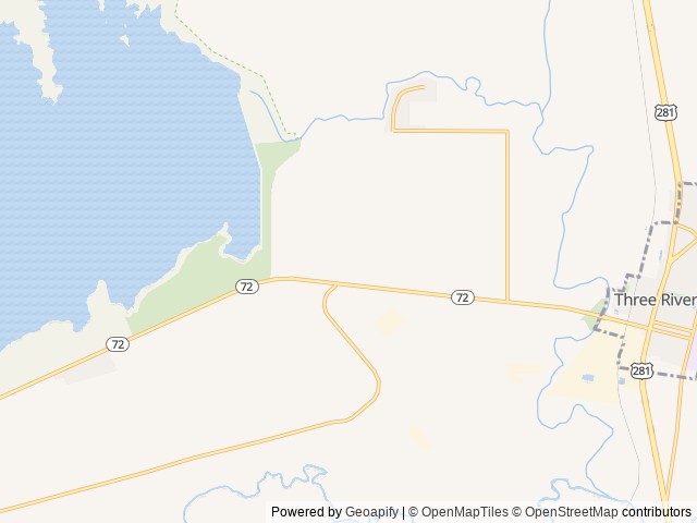 Map of Choke Canyon RV location at Three Rivers, TX, United States