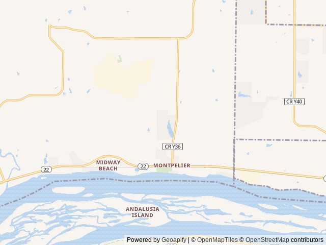 Map of Clarks Ferry location at Montpelier, IA, United States