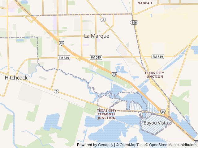 Map of Ron Hoover Oasis RV Park location at La Marque, TX, United States