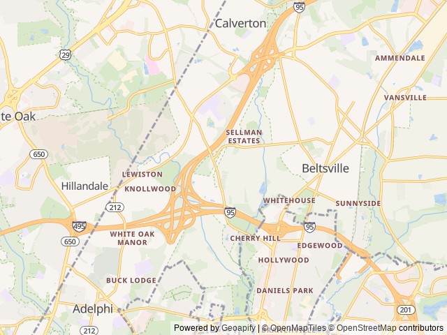 Map of Cherry Hill Park location at College Park, MD, United States