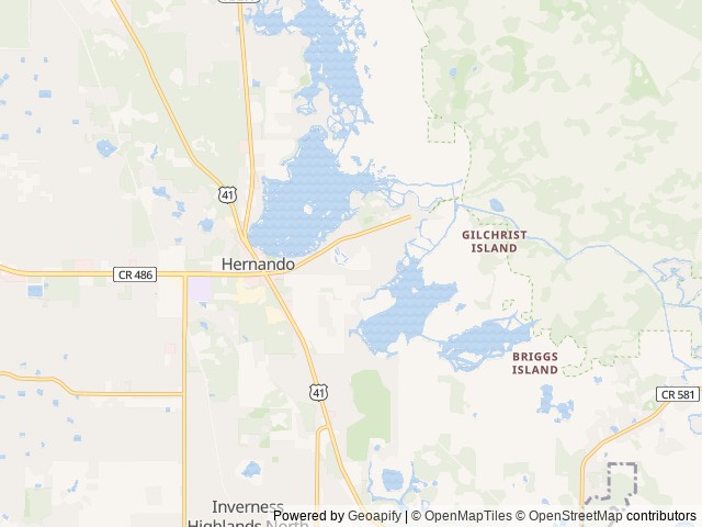 Map of Florida Cracker Idlewild Fish Camp location at Hernando, FL, United States