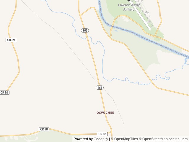 Map of Branching Pines RV Park location at Fort Mitchell, AL, United States