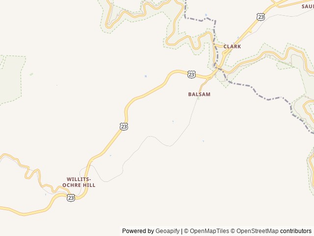Map of Moonshine Creek Campground Resort location at Balsam, NC, United States