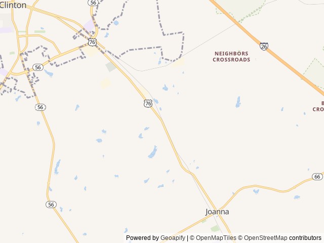 Map of Wateroak RV Park location at Clinton, SC, United States