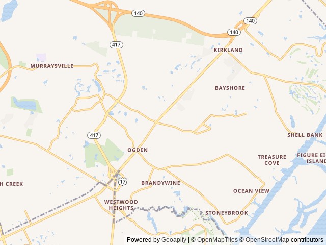 Map of Wilmington KOA Holiday location at Wilmington, NC, United States
