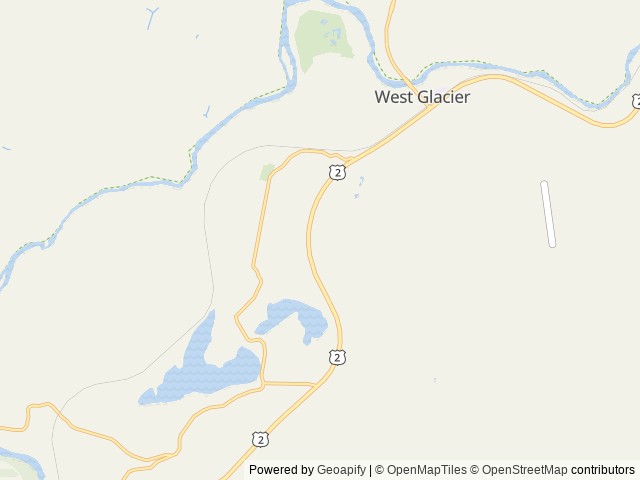 Map of Glacier Campground location at West Glacier, MT, United States