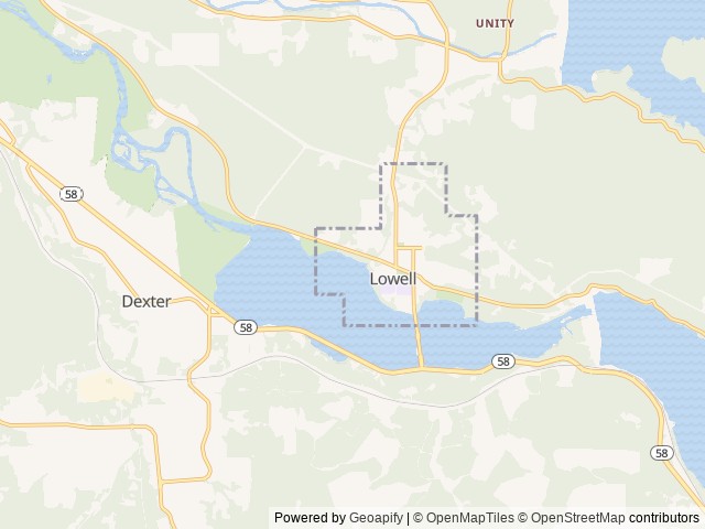 Map of Lowell State Recreation Site location at Lowell, OR, United States