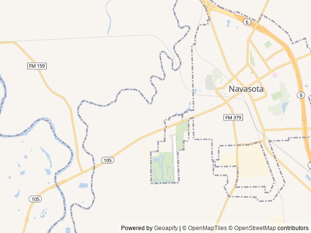Map of Airport Landing RV Park location at Navasota, TX, United States