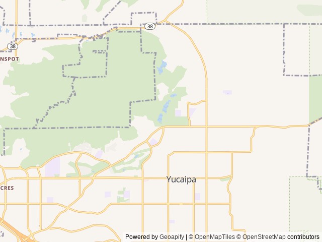 Map of Yucaipa Regional Park location at Yucaipa, CA, United States