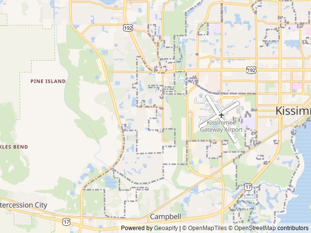 Map of Great Oak RV Resort location at Kissimmee, FL, United States