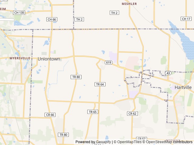 Map of Akron-Canton Jellystone Park location at Navarre, OH, United States