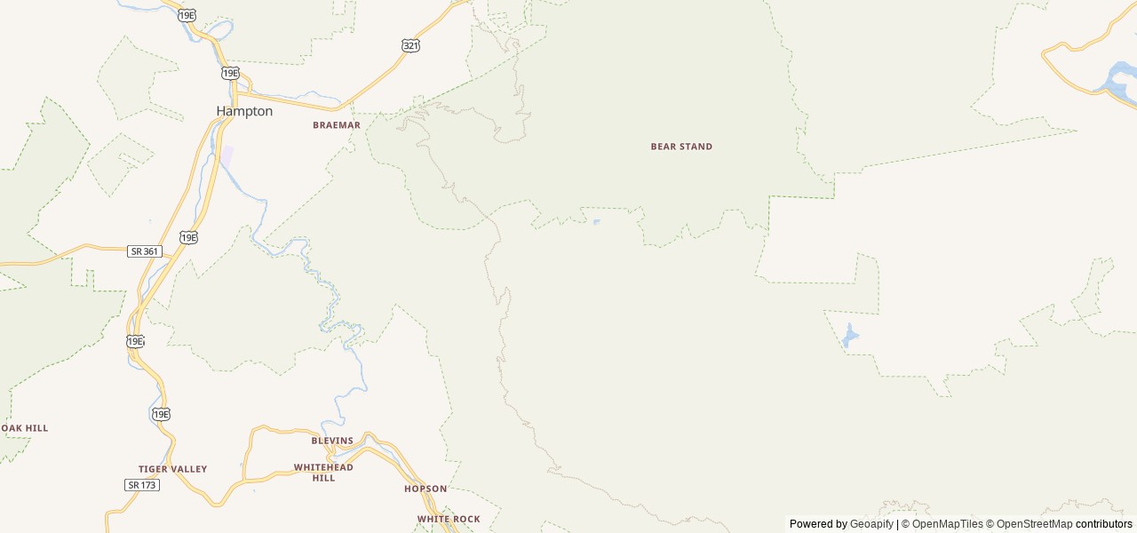 Map of Dennis Cove Campground location at Unicoi, TN, United States