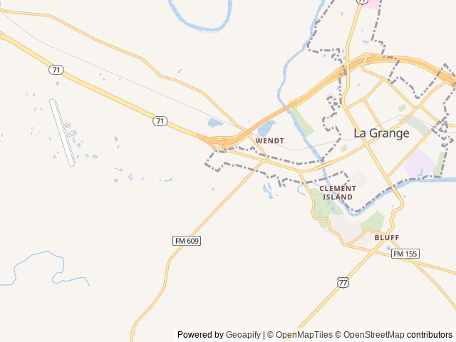 Map of LGRV location at La Grange, TX, United States