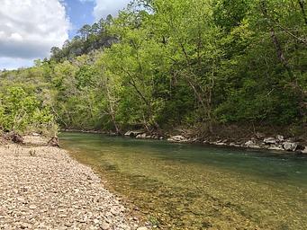 Swimming and fishing access with bluff views near the Carver Campground and boat launch.