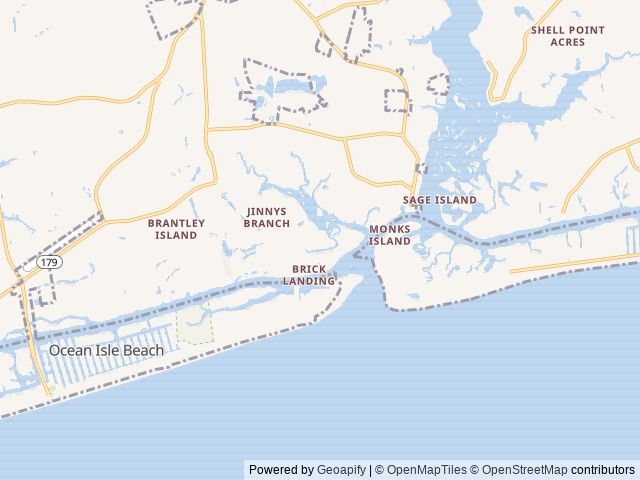 Map of Sea Mist Campground location at Shallotte, NC, United States