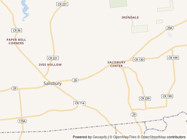 Map of Spruce Creek Campground location at Salisbury, NY, United States