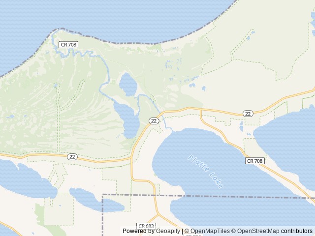 Map of Platte River Campground location at Honor, MI, United States