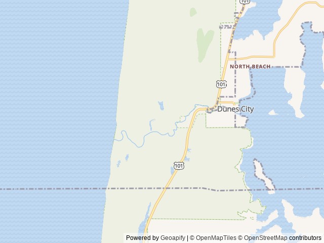 Map of Waxmyrtle Campground location at Reedsport, OR, United States