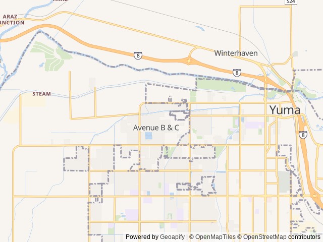 Map of Rolle’s Lynda Vista RV Park location at Yuma, AZ, United States