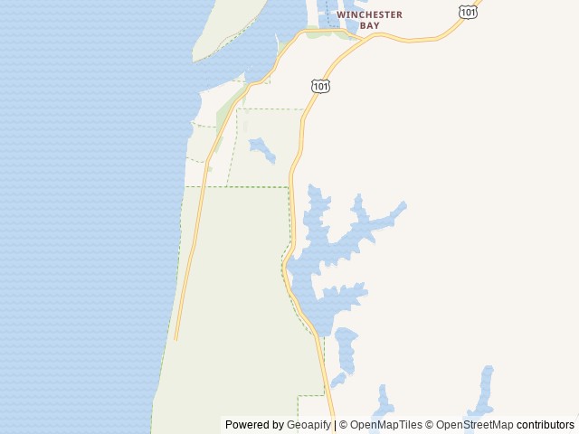 Map of Umpqua Lighthouse State Park location at Reedsport, OR, United States