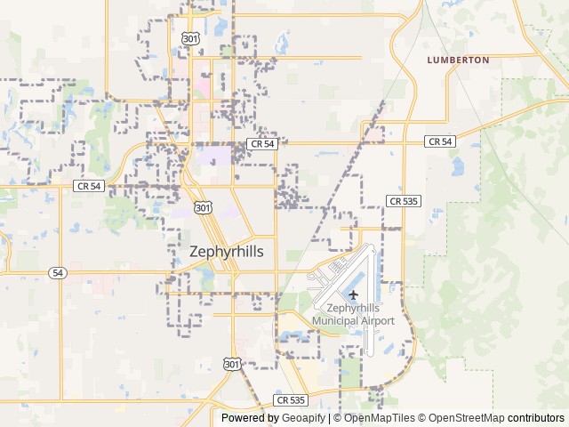 Map of Kelly Korner RV Park location at Zephyrhills, FL, United States