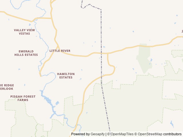 Map of DuPont Yurts & Campground location at Hendersonville, NC, United States