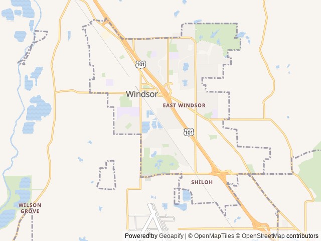 Map of Windsor Wine Country RV Park location at Windsor, CA, United States