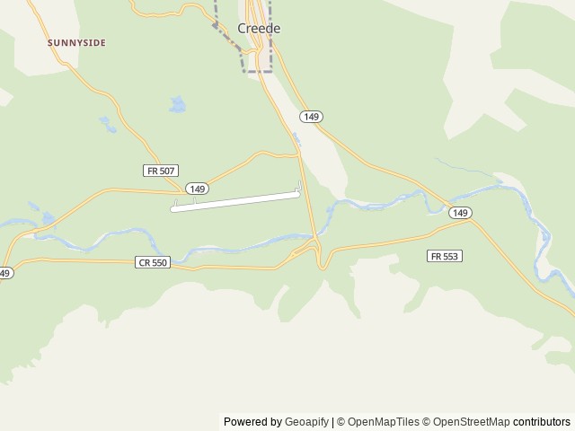 Map of Mountain Views at Rivers Edge RV Resort location at Creede, CO, United States